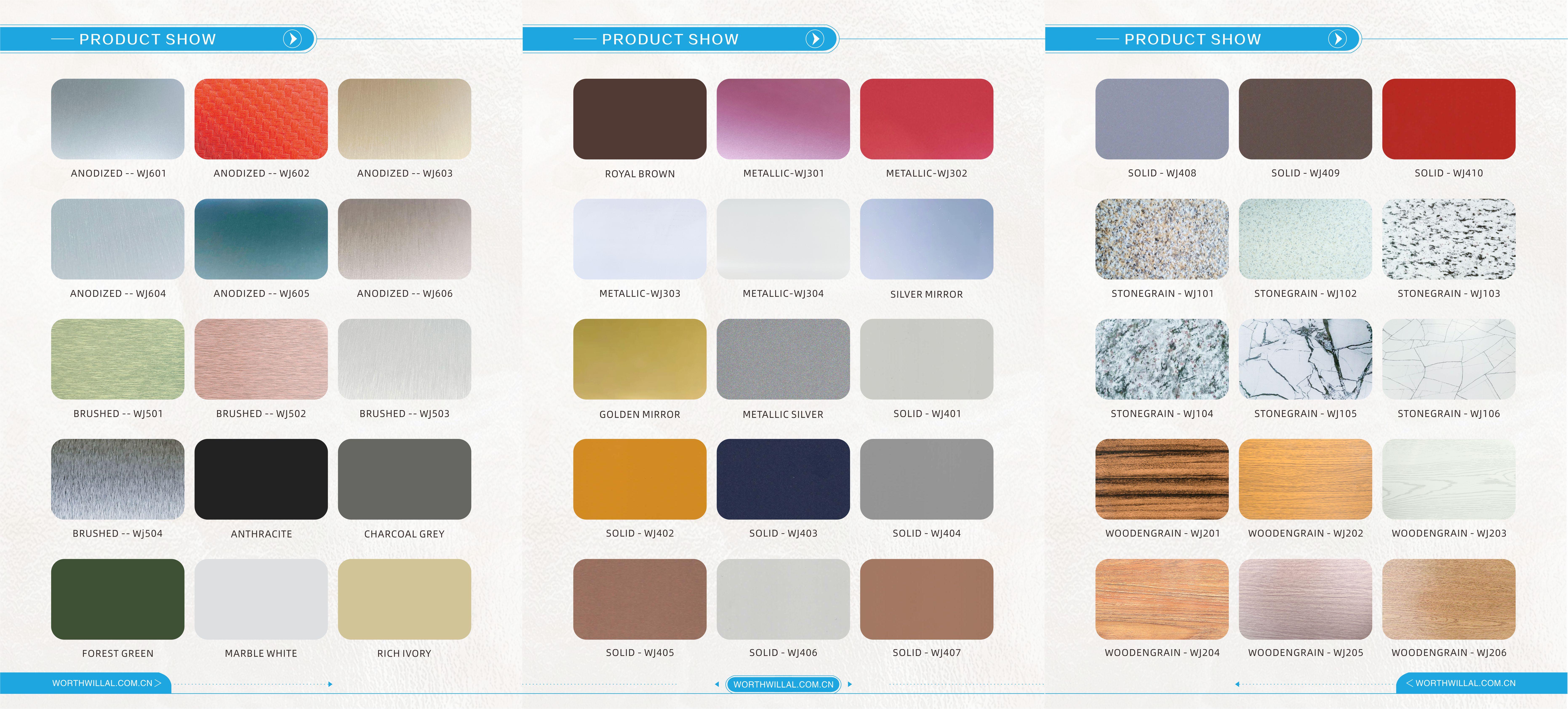 color coated aluminum colors and finishes